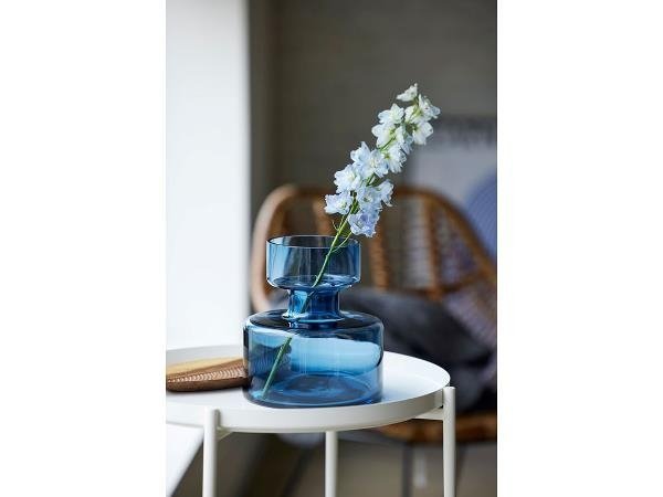 Lyngby Glass TUBE Wazon do Kwiatów Szeroki 20 cm Granatowy