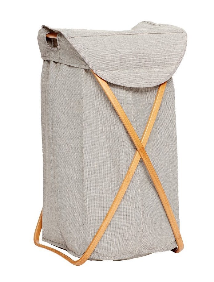 Hübsch BATH Bambusowy Kosz - Pojemnik na Pranie - Szary