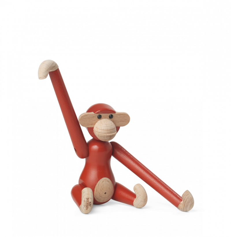 Kay Bojesen MONKEY Małpka Drewniana Mini - Czerwona / Edycja Limitowana