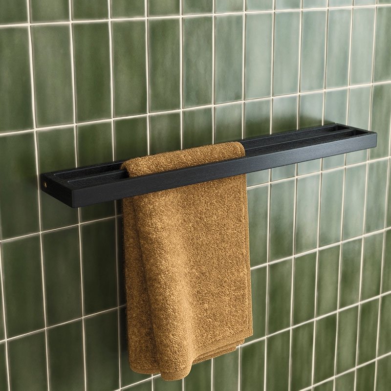 Andersen Furniture BATH Drewniany Podwójny Reling na Ręczniki 73,5 cm / Czarny