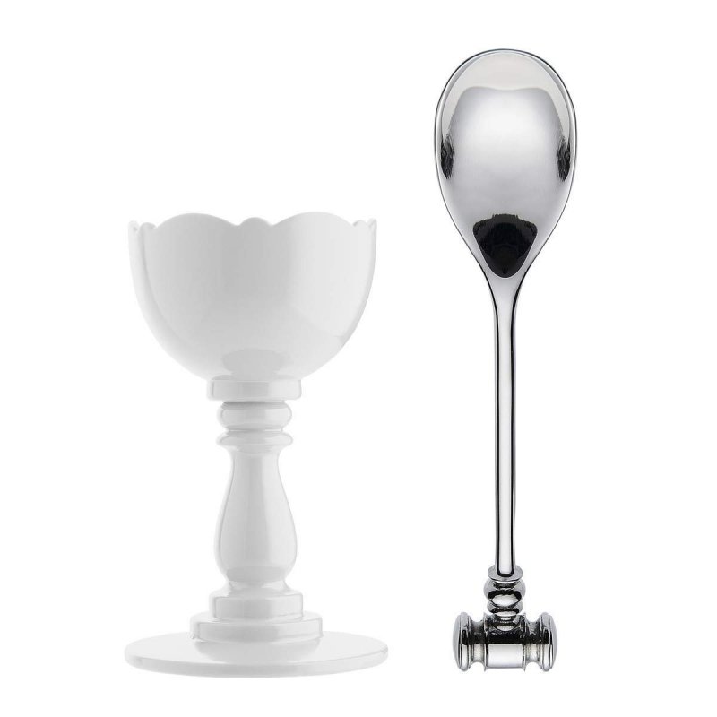 Alessi DRESSED Kieliszek do Jajek z Łyżeczką - Biały