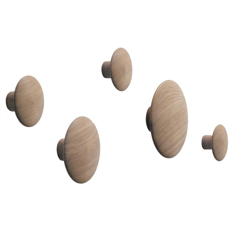 Muuto DOTS Wieszak Drewniany - Zestaw 5 Drewnianych Wieszaków / Dąb Naturalny