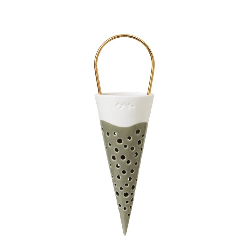 Kähler NOBILI Bombka Porcelanowa / Zawieszka Świąteczna na Choinkę 18 cm Zielona Oliwkowa