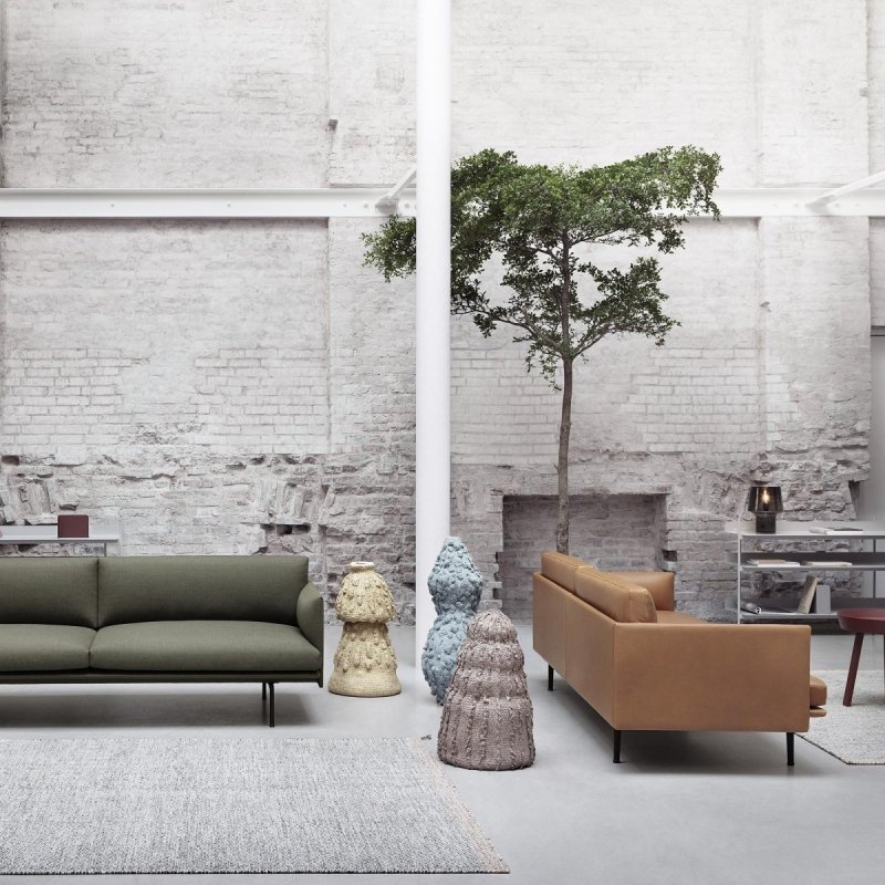 Muuto OUTLINE Sofa 2-Osobowa - Jasnoszara - Tkanina Vancouver 14 / Czarne Nogi