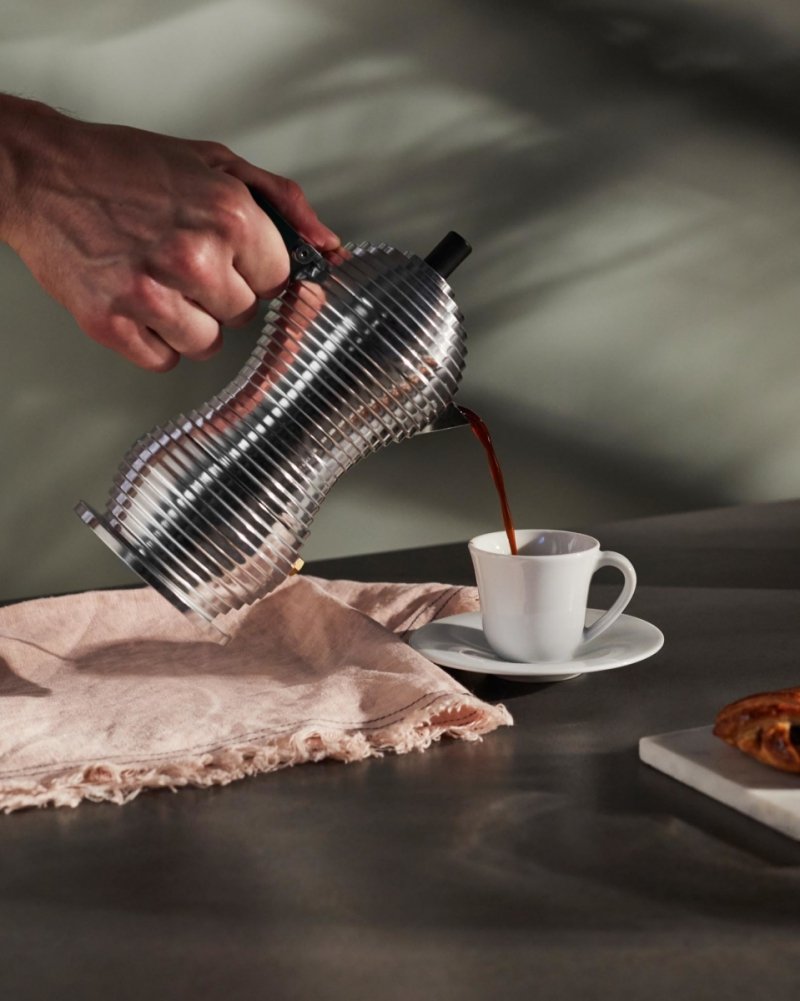 Alessi PULCINA Kawiarka - Zaparzacz do Espresso 150 ml na Indukcję / Czarna Rączka