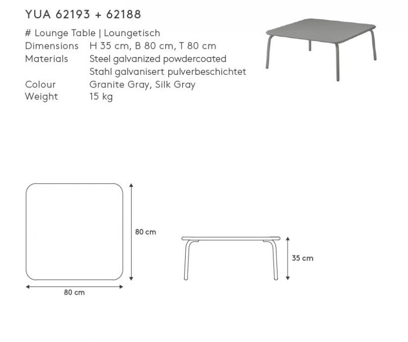 Blomus YUA Stolik Kawowy / Szary Granite Grey