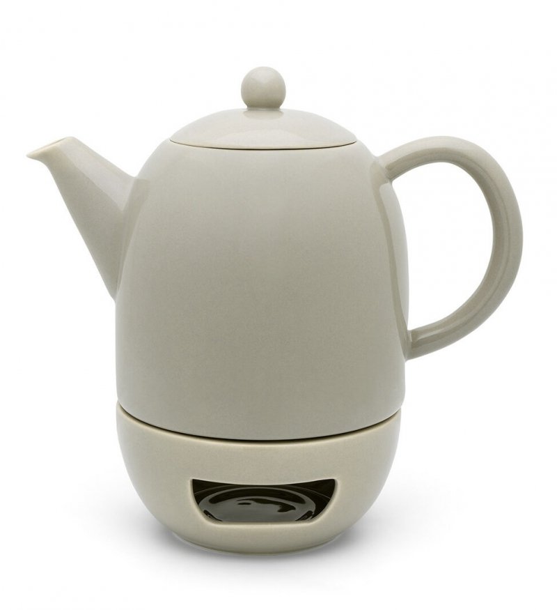 Bredemeijer VIBORG Porcelanowy Dzbanek do Herbaty z Podgrzewaczem 1,2 l / Szary