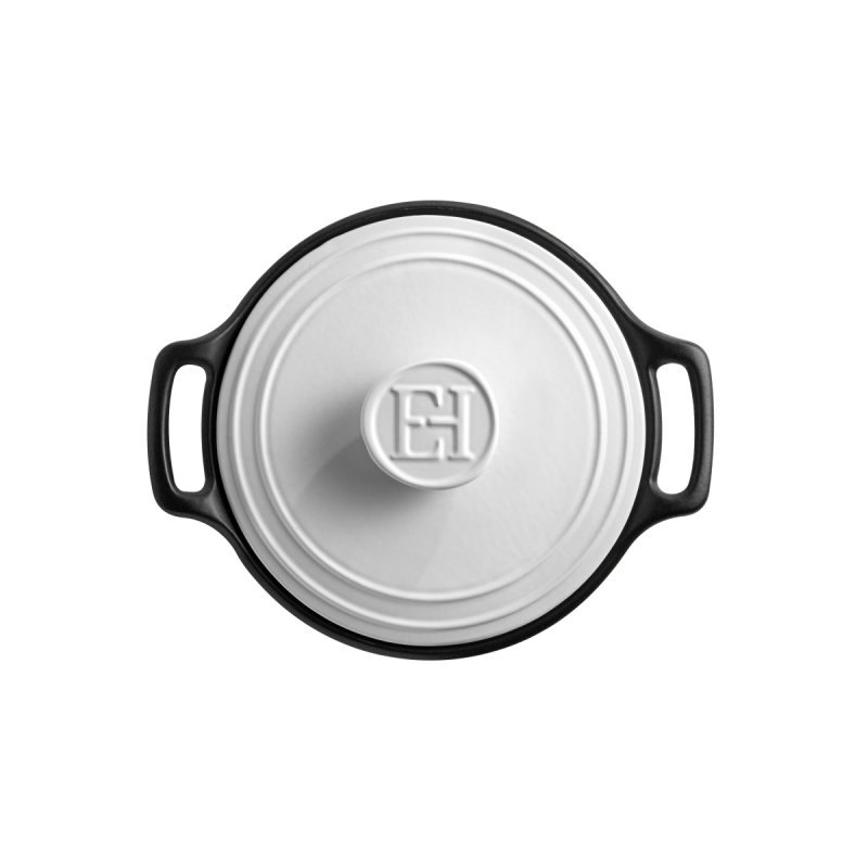 Emile Henry SUBLIME+ Garnek Ceramiczny 7 l / Czarny z Białą Pokrywką