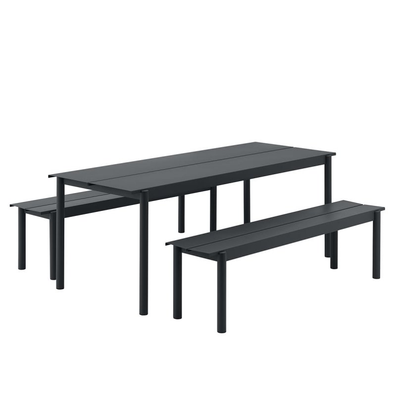 Muuto LINEAR Ogrodowy Stół Stalowy 200 x 80 cm Ciemnozielony