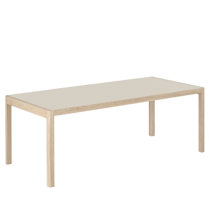Muuto WORKSHOP Stół 200 x 92 cm Dąb Naturalny / Blat Jasnoszary Linoleum