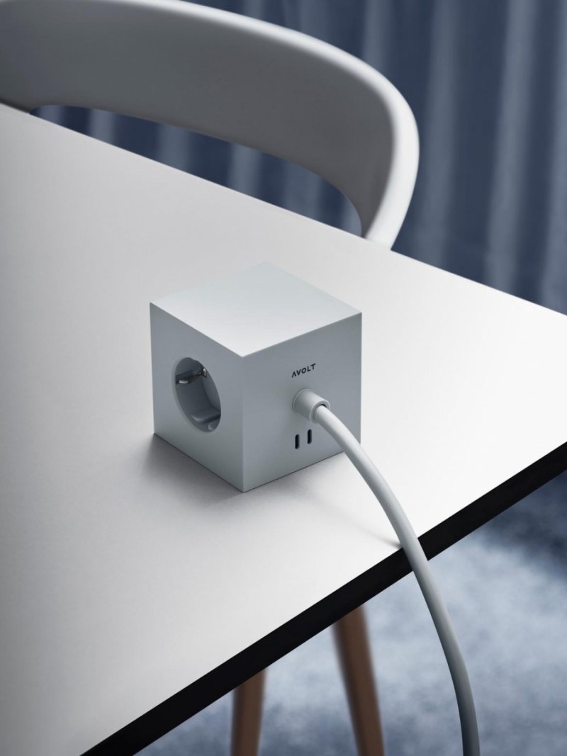 Avolt SQUARE 1 Listwa Zasilająca z Podwójnym USB-C i Magnetyczną Podstawą 3 m / Szary