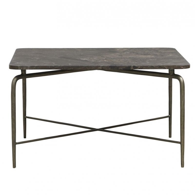 House Doctor SQUARE Stolik Kawowy z Marmurowym Blatem 80 cm Brązowy