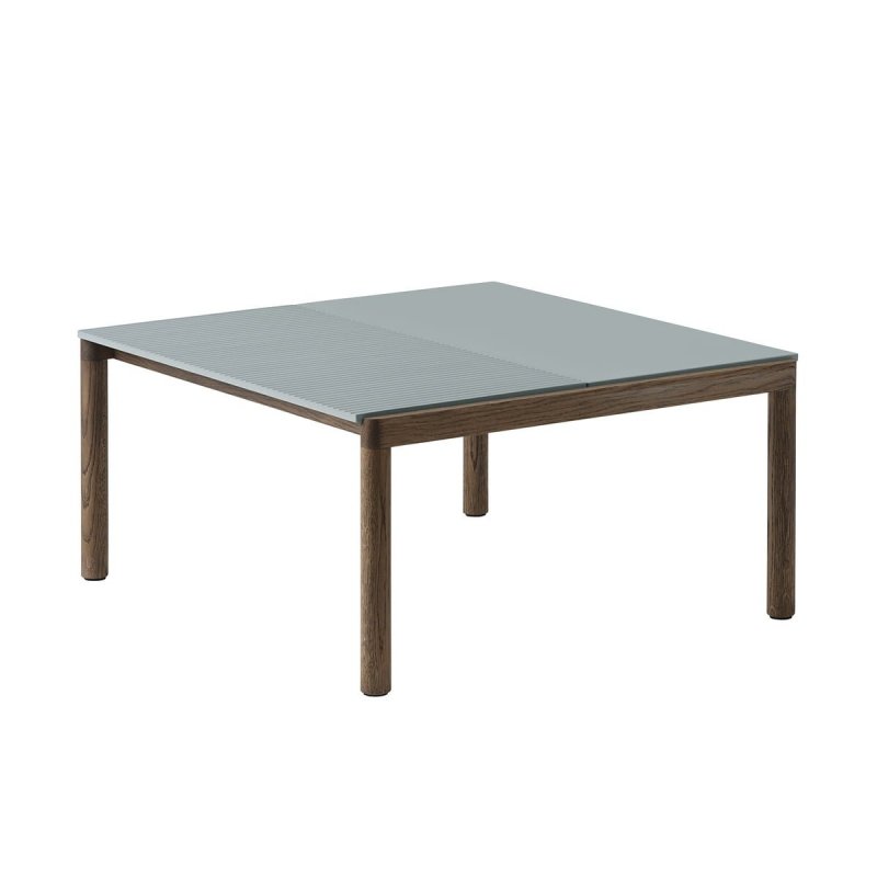 Muuto COUPLE Stolik Kawowy z Ceramicznym Blatem 84x80 cm / Ciemny Dąb - Blat Wavy Niebieski Pale Blue