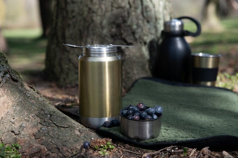 Sagaform TO GO Termos Obiadowy 600 ml ze Składaną Łyżką / Złoty