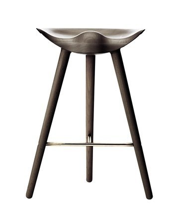 by Lassen ML42 Krzesło Barowe -- Hoker 69 cm Dąb Ciemnobrązowy / Poprzeczka Złota