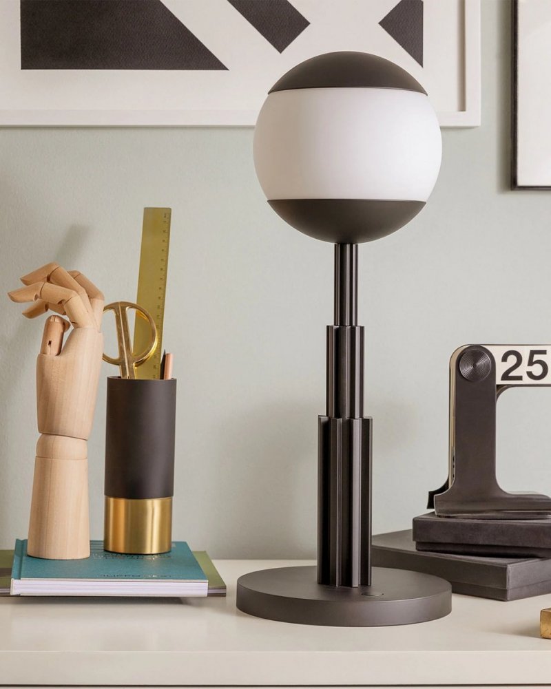 Alessi ALDO ROSSI Bezprzewodowa Lampa Stołowa / Czarna