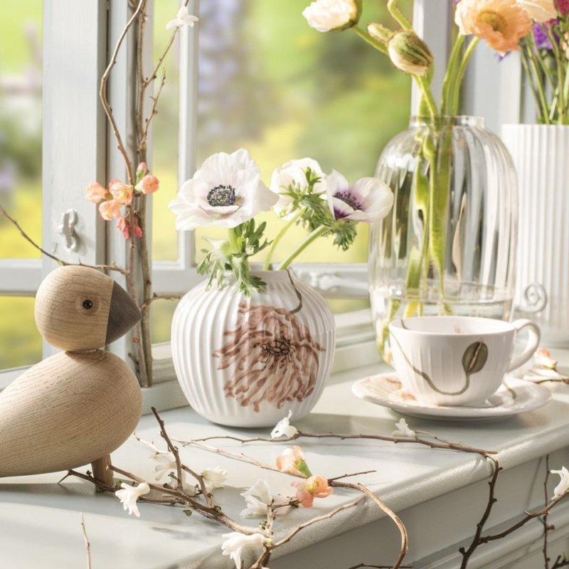 Kähler HAMMERSHØI POPPY Wazon do Kwiatów 13 cm / Biały Zdobiony
