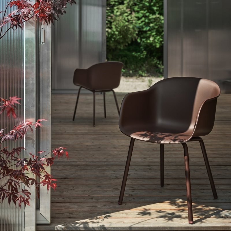 Muuto FIBER OUTDOOR Krzesło Ogrodowe - Zewnętrzne / Jasnozielone
