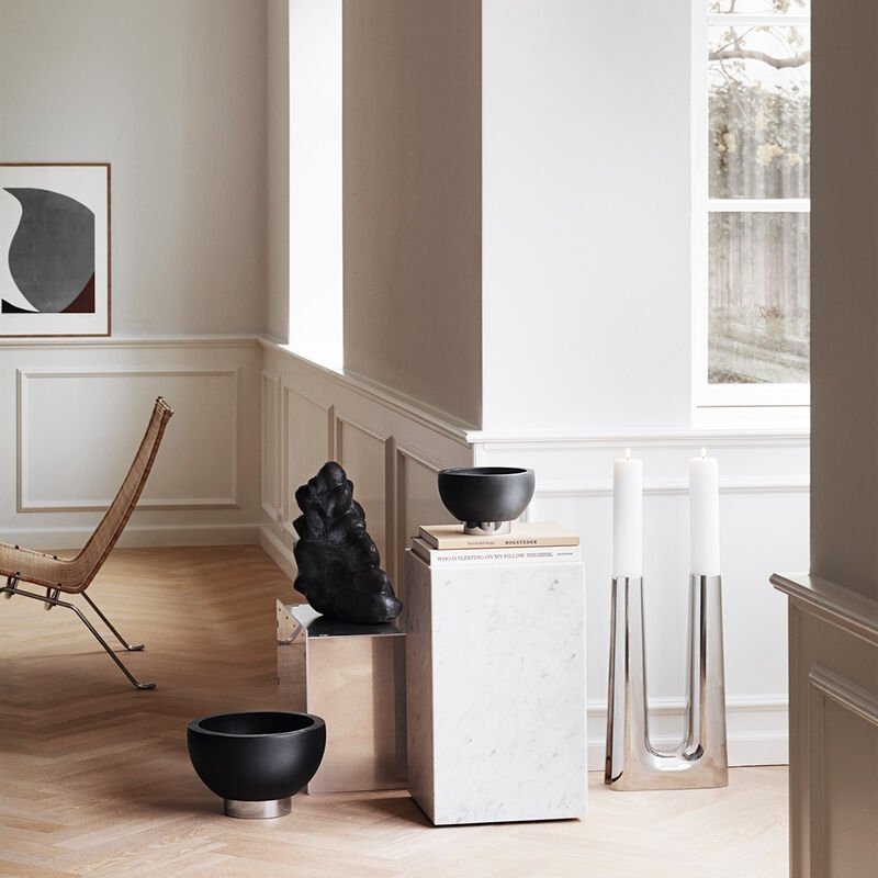 Georg Jensen COPENHAGEN Świecznik Podłogowy 44 cm ze Stali Polerowanej