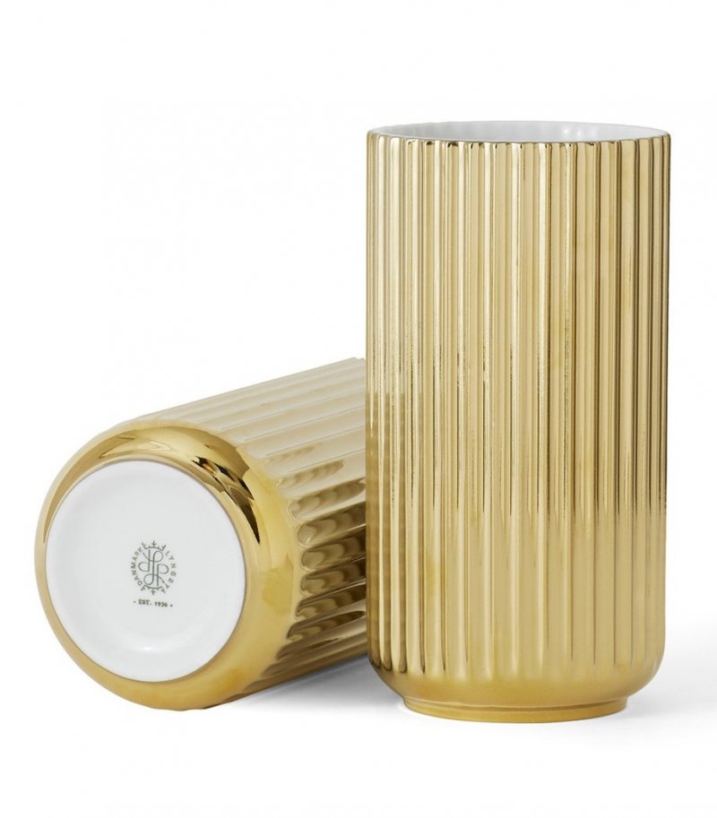 Lyngby Porcelain LYNGBY Wazon do Kwiatów 20 cm Glossy Gold - Złoty