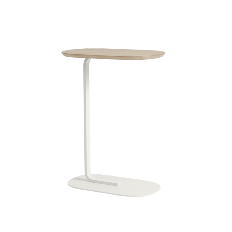 Muuto RELATE Stolik Pomocniczy - Boczny 73,5 cm Biały / Blat Dąb Naturalny