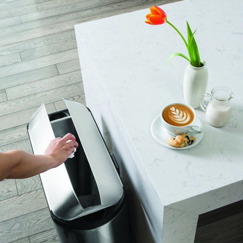 simplehuman BUTTERFLY Motylkowy Kosz Pedałowy 45 l Stal FPP / Srebrny