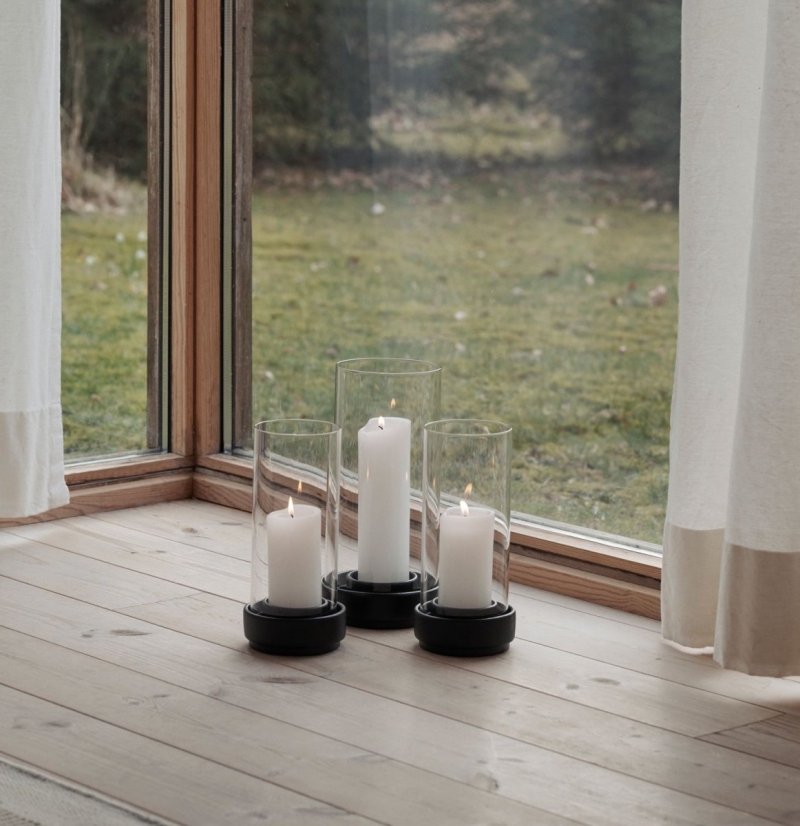Stelton HURRICANE Lampion - Świecznik 29 cm Czarny
