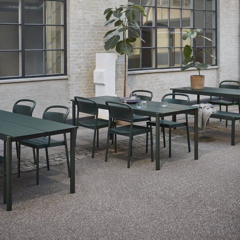 Muuto LINEAR SIDE Krzesło Ogrodowe Metalowe / Niebieski