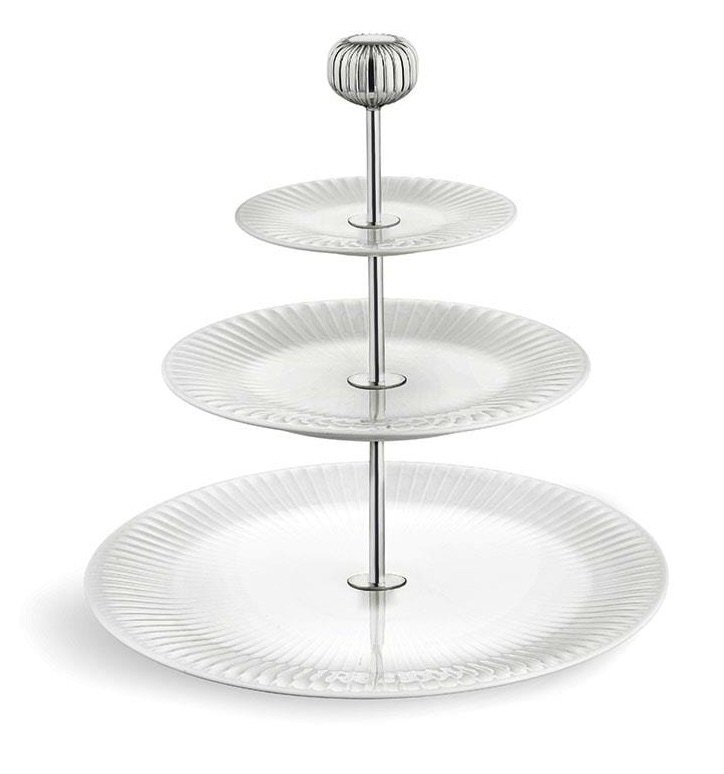 Kähler HAMMERSHØI Patera Porcelanowa - Etażerka 3-Piętrowa / Biała