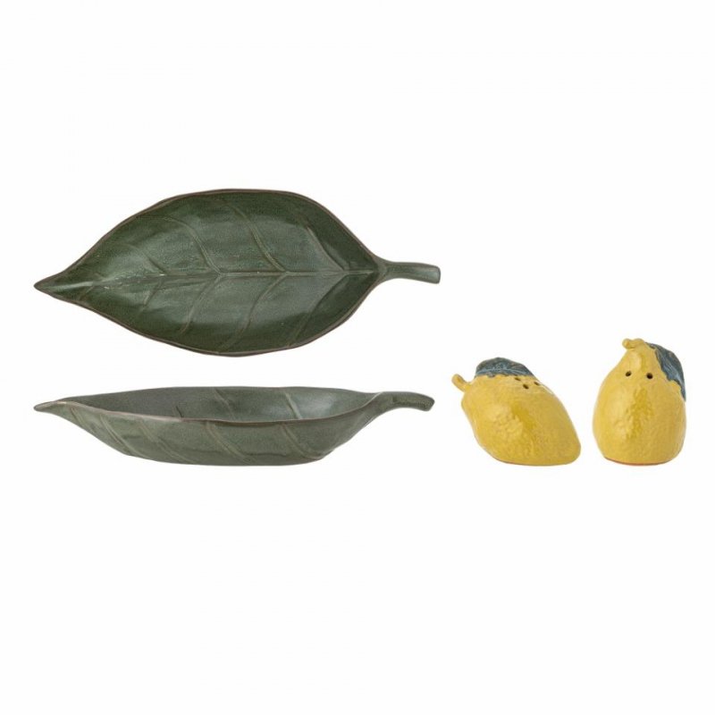 Bloomingville LIMONE Ceramiczna Solniczka i Pieprzniczka na Podstawce