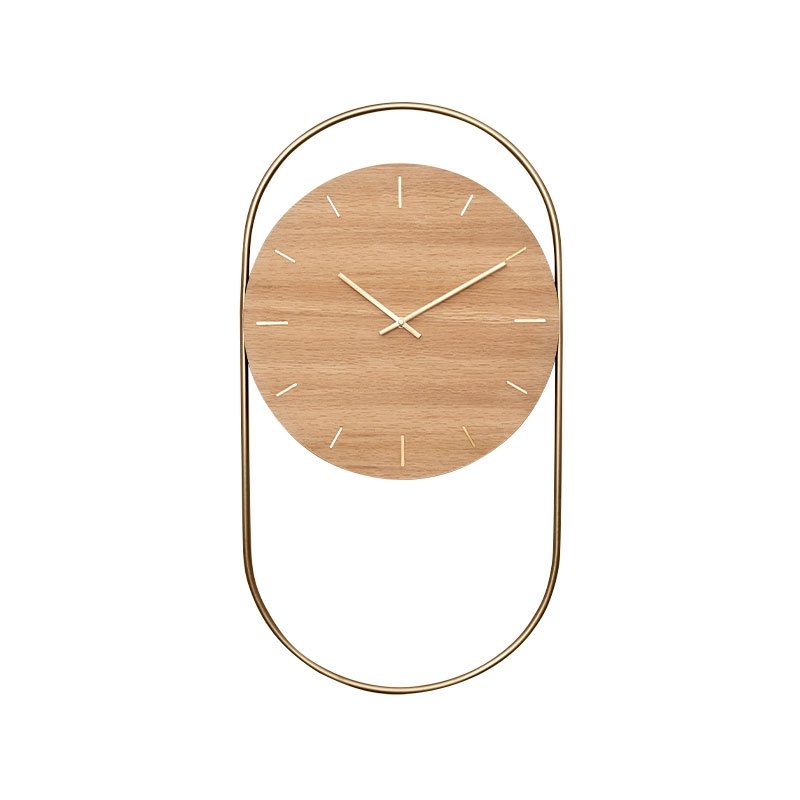 Andersen Furniture A-WALL Drewniany Zegar Ścienny w Metalowej Ramie / Dębowy
