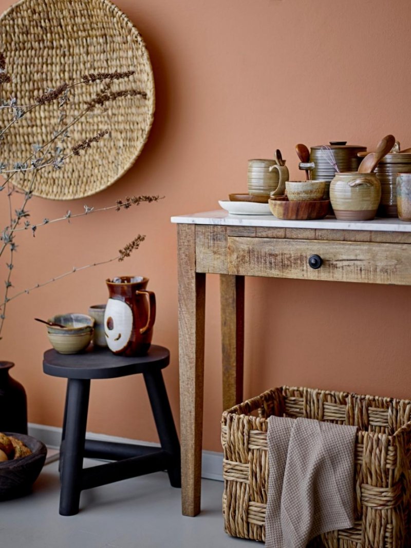 Bloomingville HAUGE Drewniana Konsola z Marmurowym Blatem