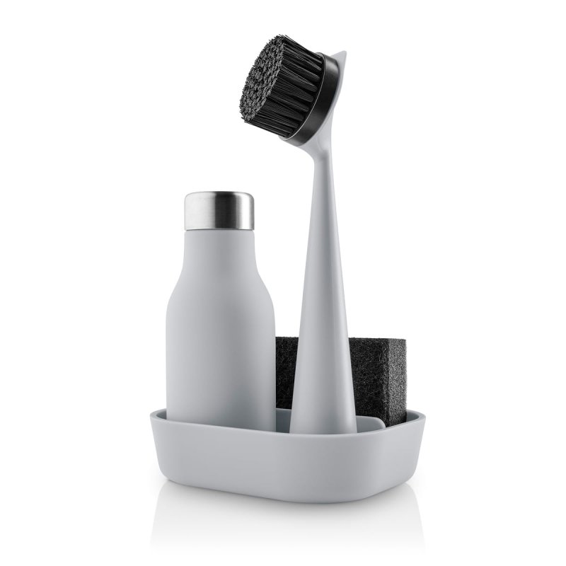 Eva Solo WASHING UP Zestaw Organizer do Zlewu - Dozownik do Płynu, Szczotka i Gąbka / Jasnoszary
