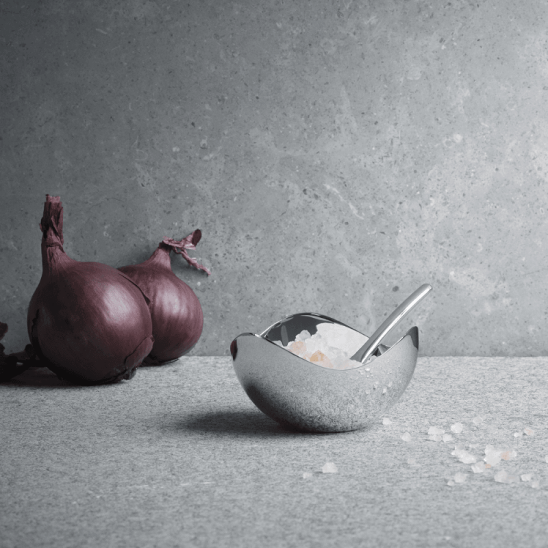 Georg Jensen BLOOM Stalowy Pojemnik z Łyżeczką na Sól