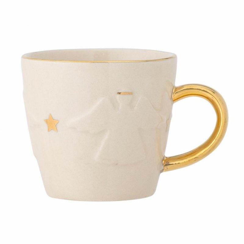 Bloomingville CHRISTMAS STARRY Kubek Świąteczny Anioł 300 ml / Złoty Uchwyt