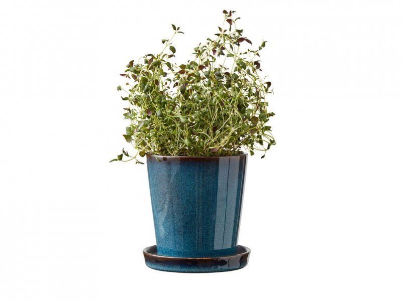 Bitz NORDIC Doniczka ze Spodkiem do Kwiatów - Ziół 10 cm / Niebieska