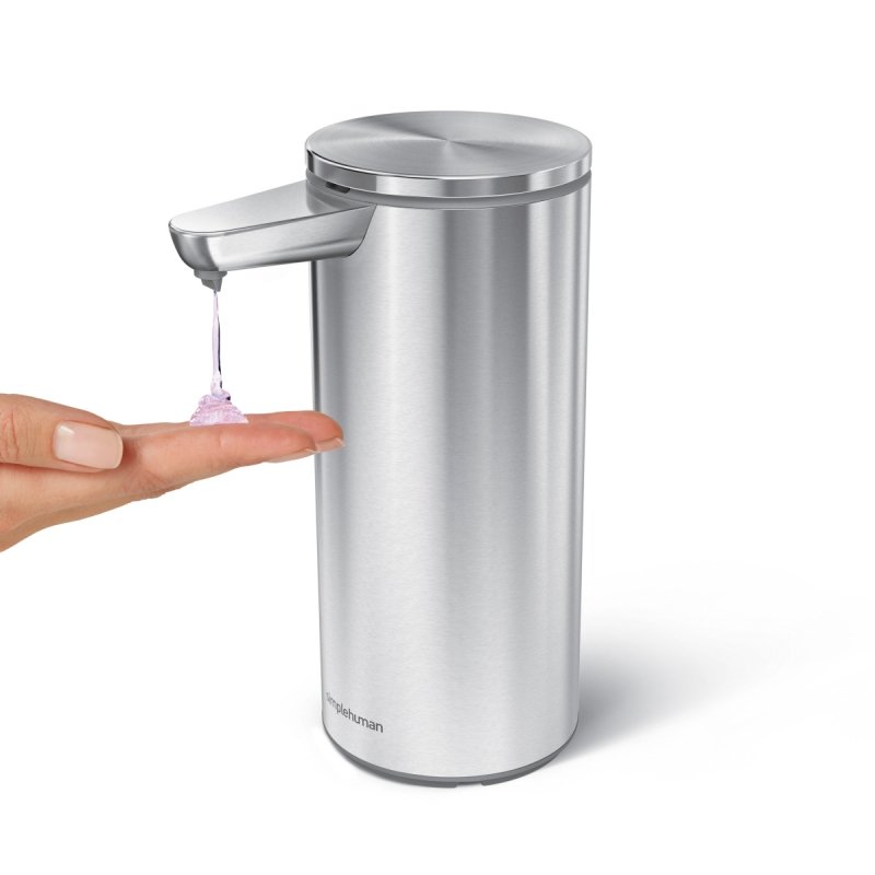 Simplehuman SENSOR Stalowy Automatyczny Dozownik do Mydła, Płynu, Żelu Antybakteryjnego - Akumulatorowy 414 ml Srebrny Matowy