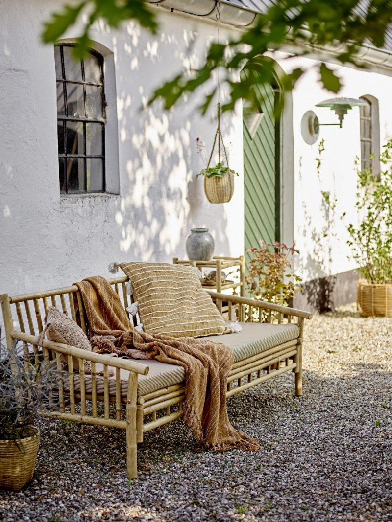 Bloomingville SOLE Sofa z Drewna Bambusowego / Tapicerowane Siedzisko
