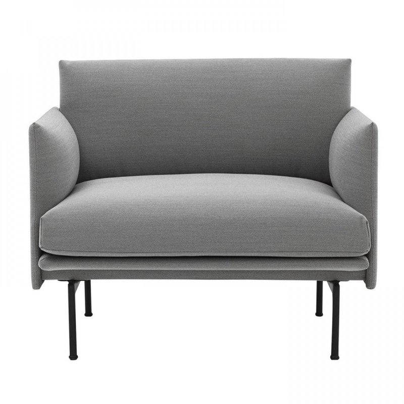 Muuto OUTLINE Fotel - Szary - Tkanina Trio 133 / Czarne Nogi