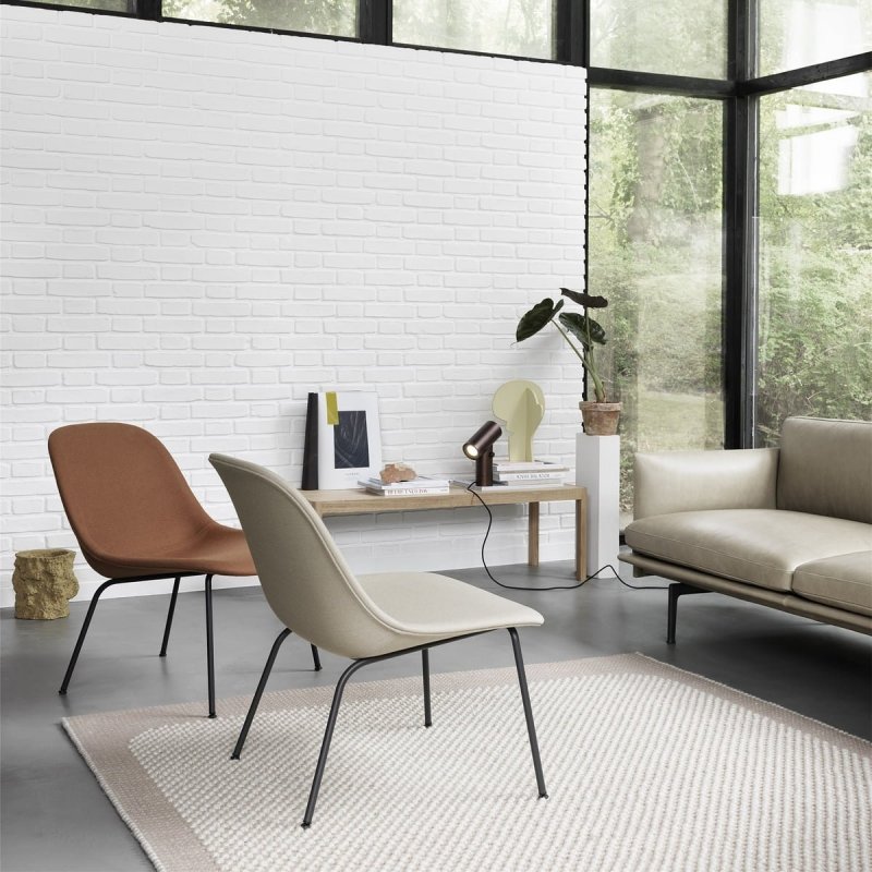 Muuto FIBER LOUNGE Fotel Tapicerowany - Rama Metalowa / Brązowa Skóra Cognac