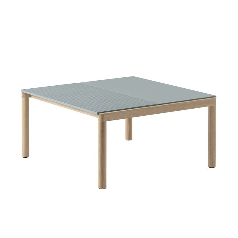 Muuto COUPLE Stolik Kawowy z Ceramicznym Blatem 84x80 cm / Jasny Dąb - Blat Wavy Niebieski Pale Blue