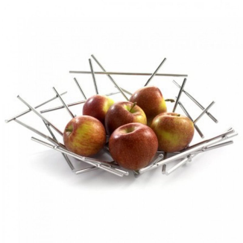 Alessi BLOW UP Stalowy Kosz na Owoce 33 cm Srebrny