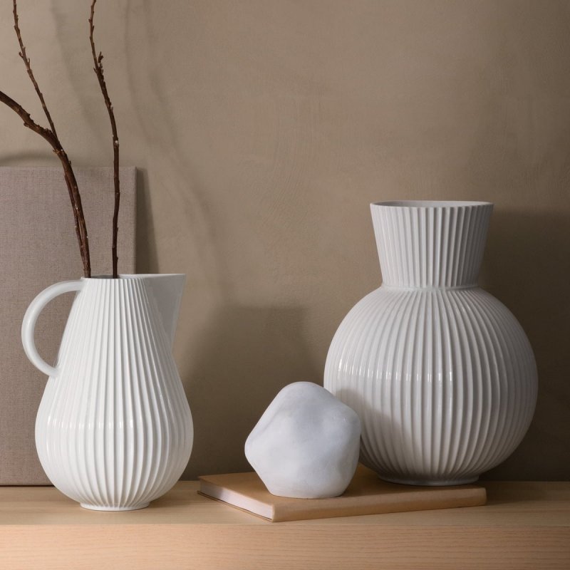 Lyngby Porcelain TURA Dzbanek - Wazon do Kwiatów 27,5 cm Biały