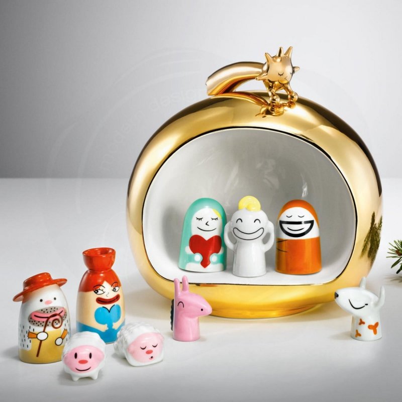 A di Alessi PRESEPE Szopka Świąteczna z Figurkami / Złota