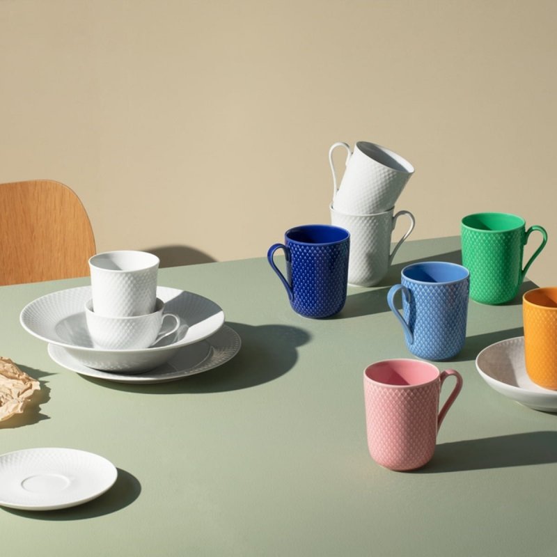 Lyngby Porcelain RHOMBE COLOR Kubek z Uchem 330 ml Niebieski