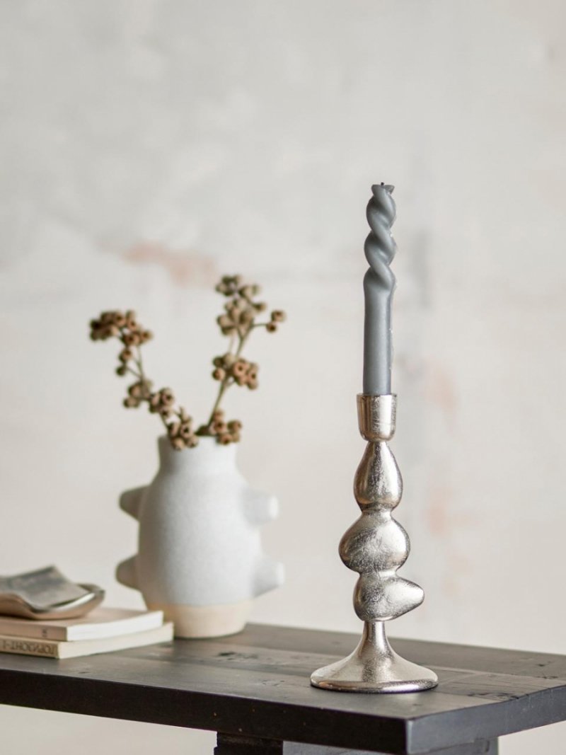 Bloomingville METINA Świecznik Aluminiowy 21 cm / Srebrny