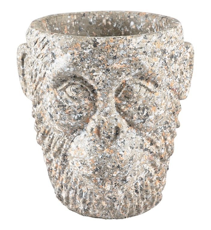 Villa Collection NATURE Doniczka do Kwiatów 22 cm Głowa z Cementu - Szara