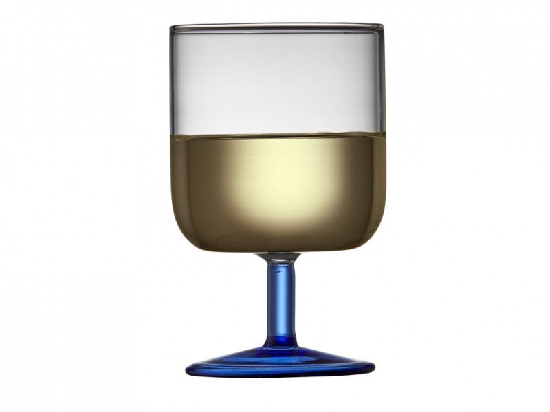 Lyngby Glass TORINO Kieliszki do Wina 300 ml 2 Szt. Bezbarwne / Niebieska Nóżka
