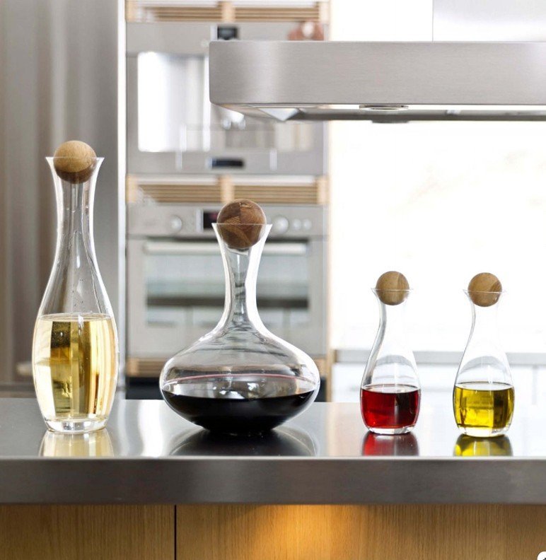Sagaform OVAL OAK Dekanter / Karafka do Wina 2 l Dębowy Korek