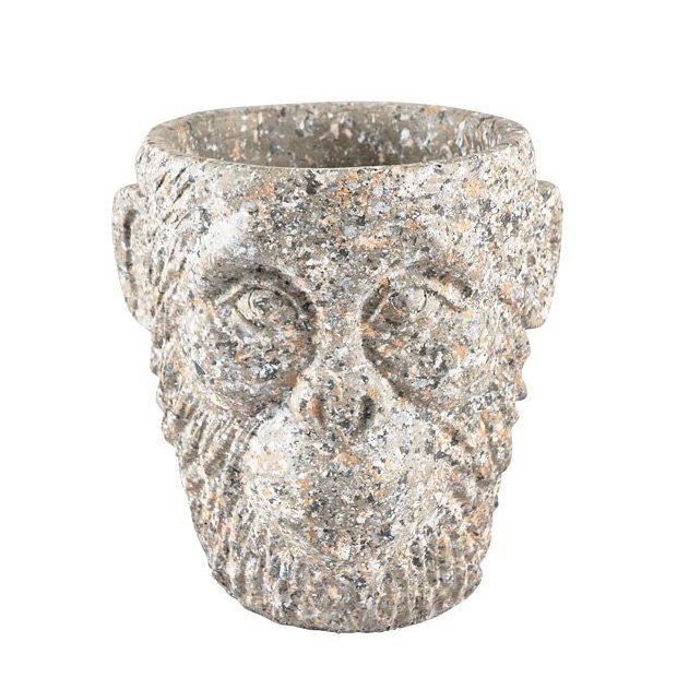 Villa Collection NATURE Doniczka do Kwiatów 19 cm Głowa z Cementu - Szara